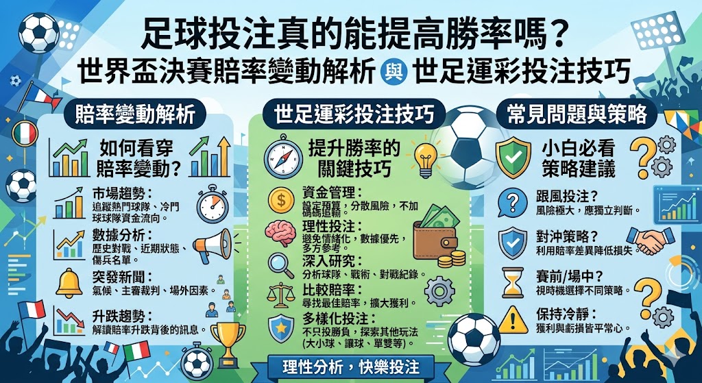 世界盃決賽賠率變動解析與世足運彩投注技巧